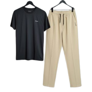 Home men’s premium dry fit tracksuit – black & beige athletic set