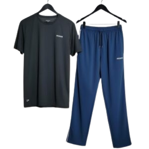 Home premium dual tone dry fit tracksuit in charcoal/navy