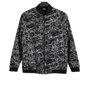 Home premium parachute bomber jacket – black & white marble